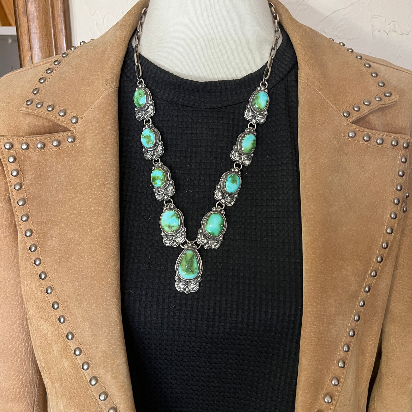 High quality Sonoran Polychrome Turquoise 24" necklace earrings set Randy Boyd 702