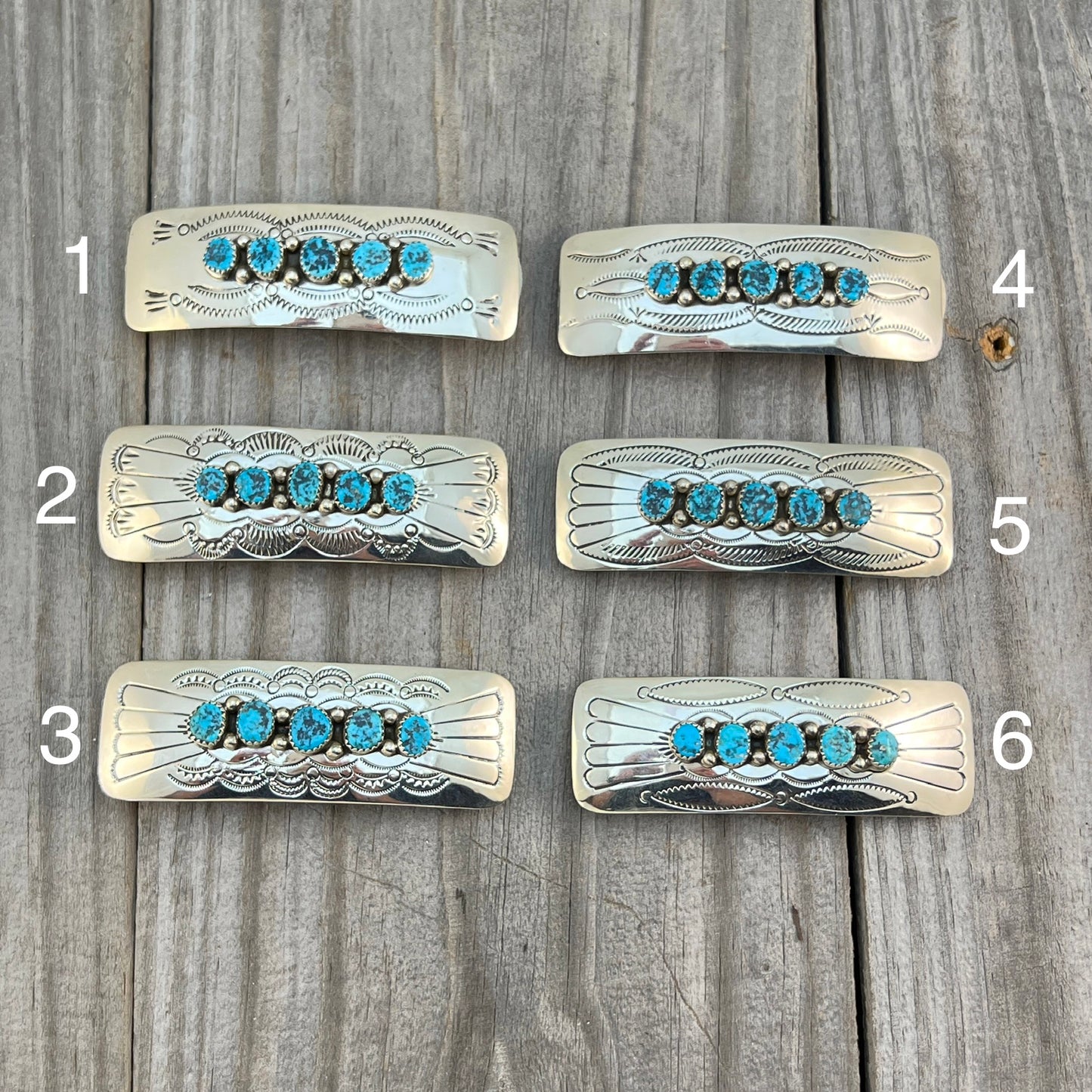 Kingman Turquoise Hair Barrette Clip Sterling silver Jolene Begay 766