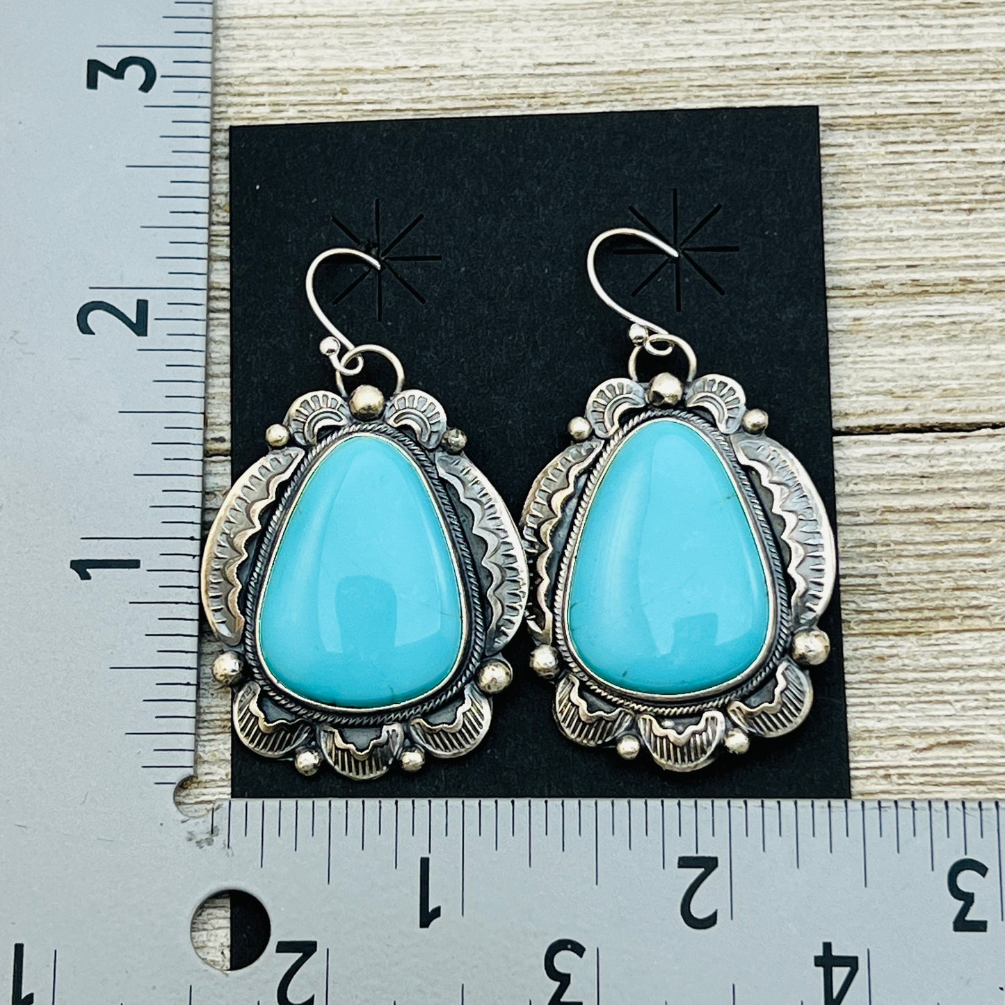 Blue Egyptian turquoise Earrings Jackson Hoskie signed Sterling silver ER7