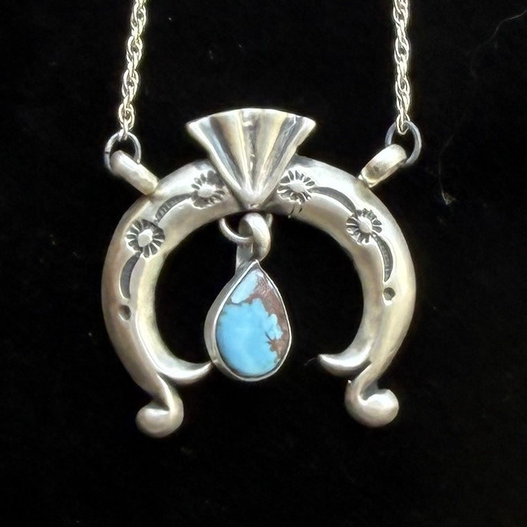 20" Golden Hills Turquoise Naja Necklace Sterling Silver Gary Shorty NK48