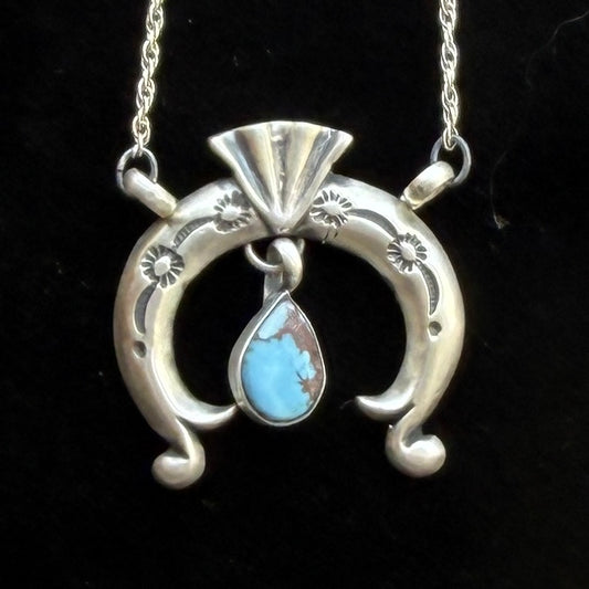 20" Golden Hills Turquoise Naja Necklace Sterling Silver Gary Shorty NK48