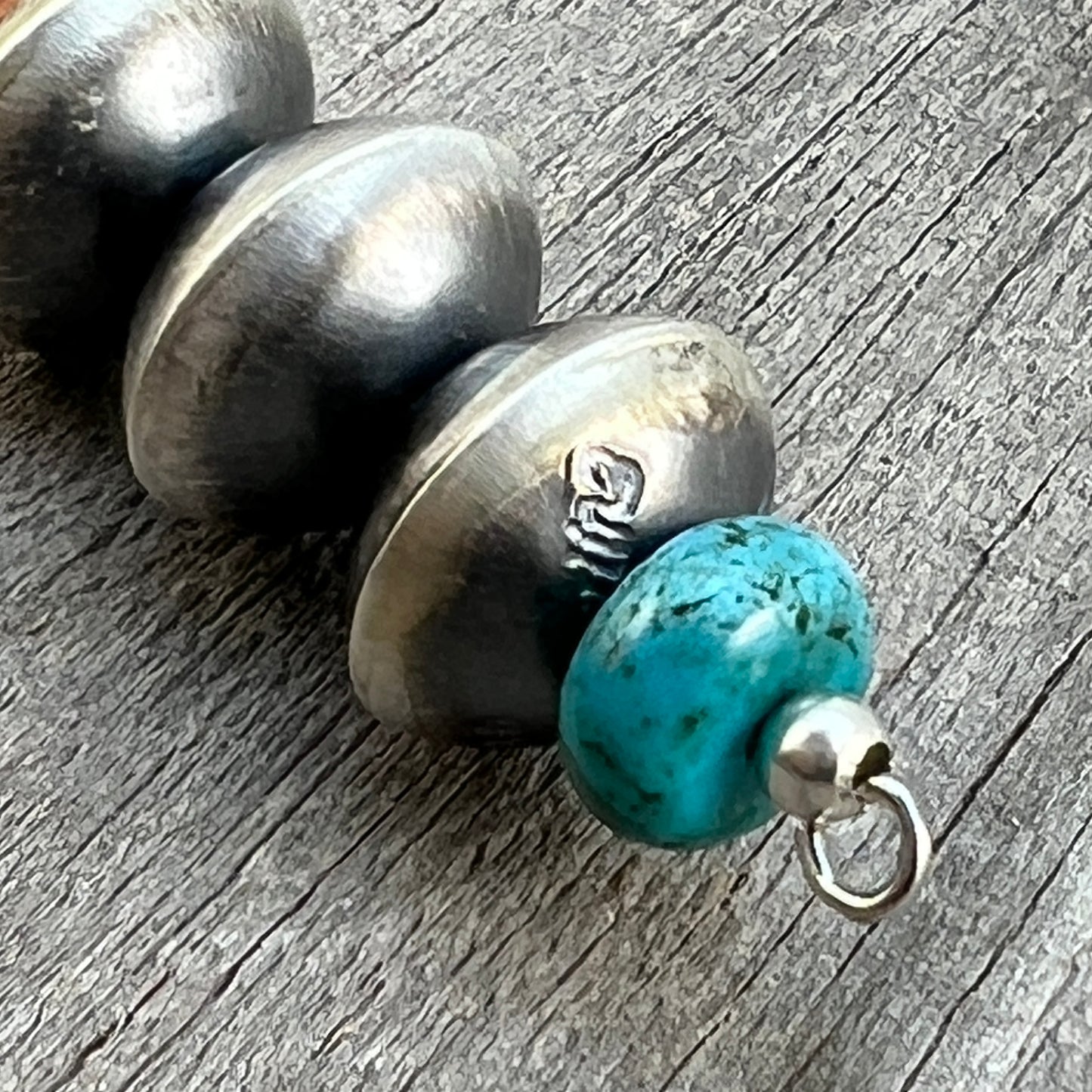 Sterling silver handmade bead earrings Navajo Pearl signed Ashanti Nez 682