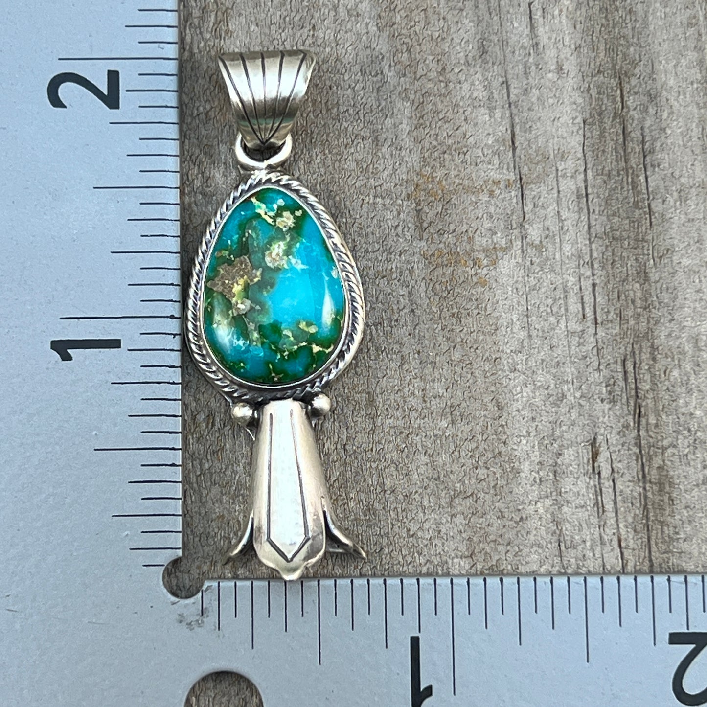 Sonoran Gold Turquoise Squash Blossom Pendant Adrienne Gordon Sterling Silver 499