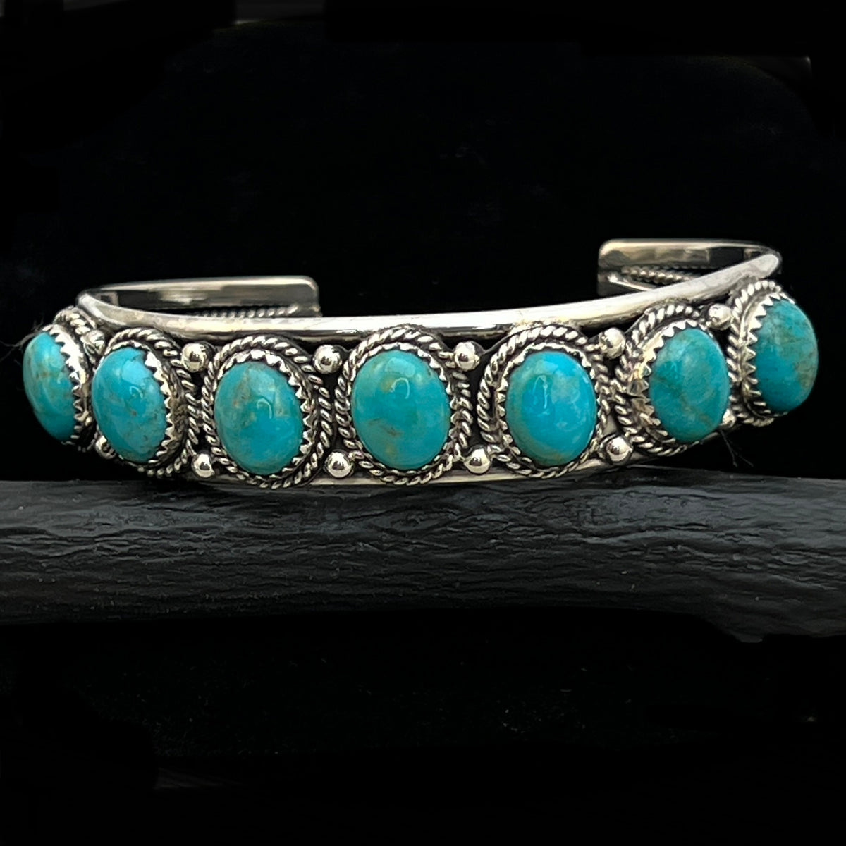 6 3/4" Campitos Turquoise Cuff Bracelet Sterling Silver Verley Betone BR43