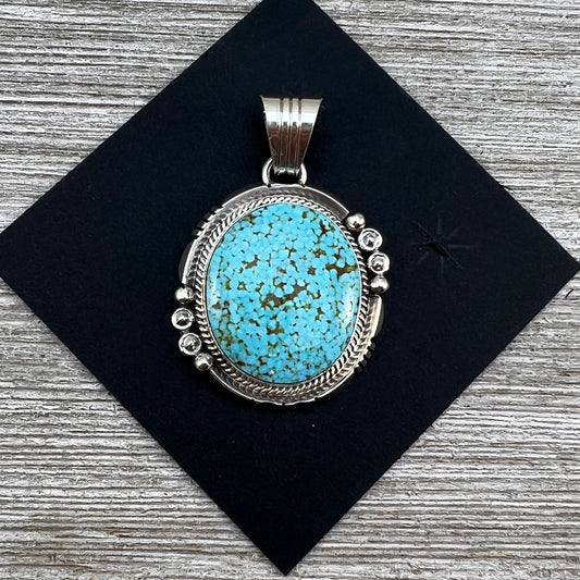 Blue Kingman Turquoise Pendant 4, Sterling Silver Daniel Benally