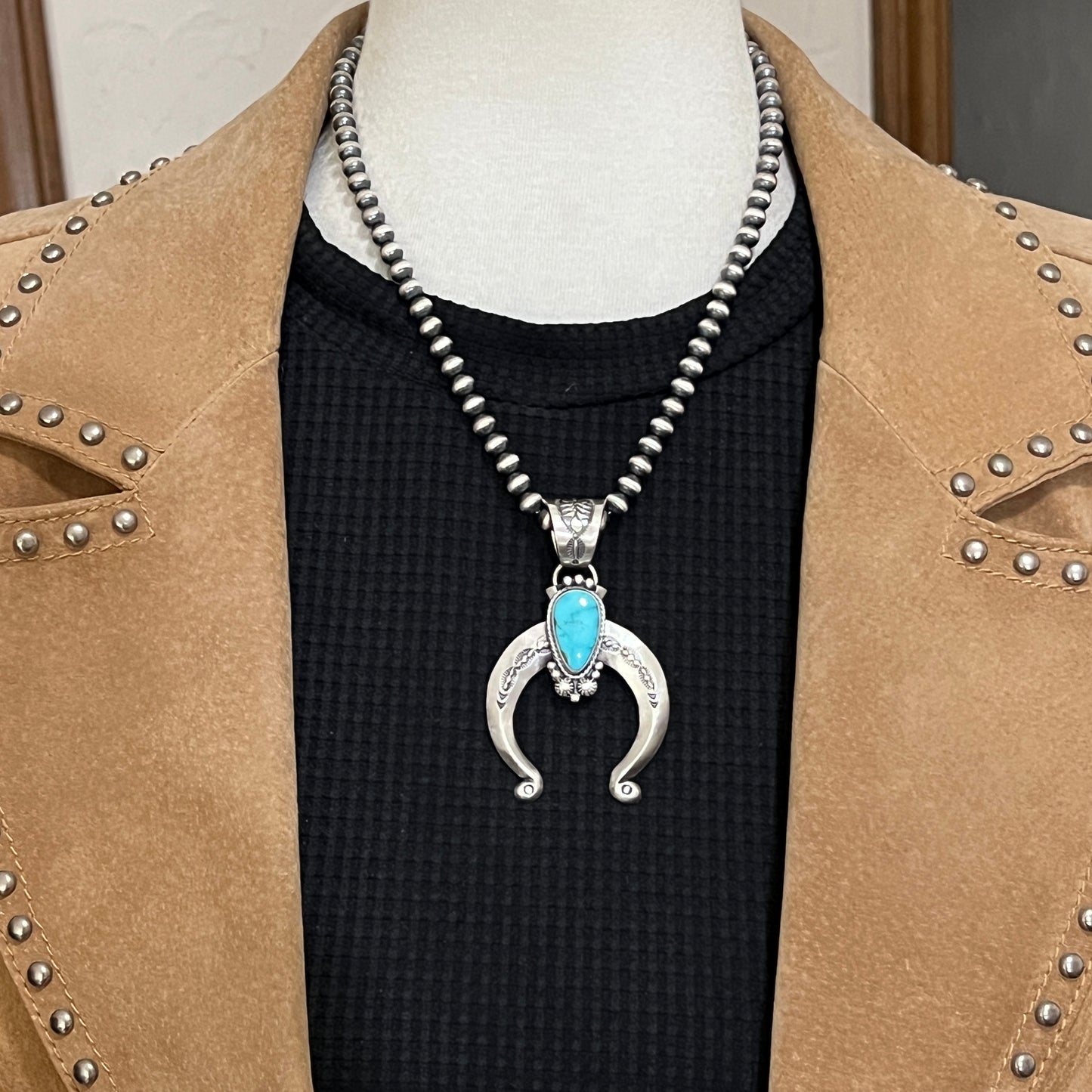 Sonoran Gold Turquoise Naja Pendant Samuel Yellowhair Sterling Silver 603