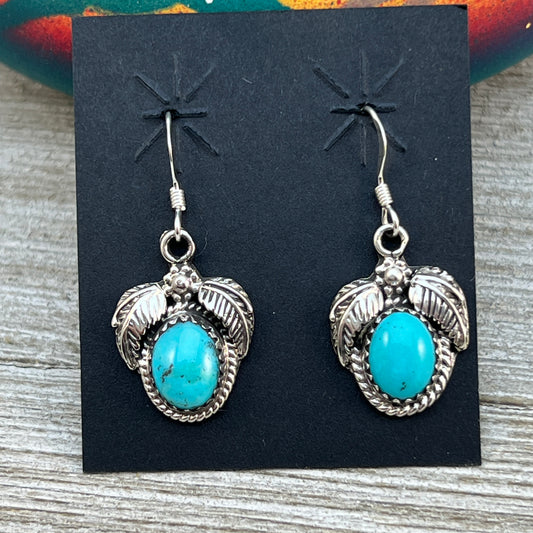 Small Turquoise dangle earrings sterling silver turquoise Sharon McCarthy 416