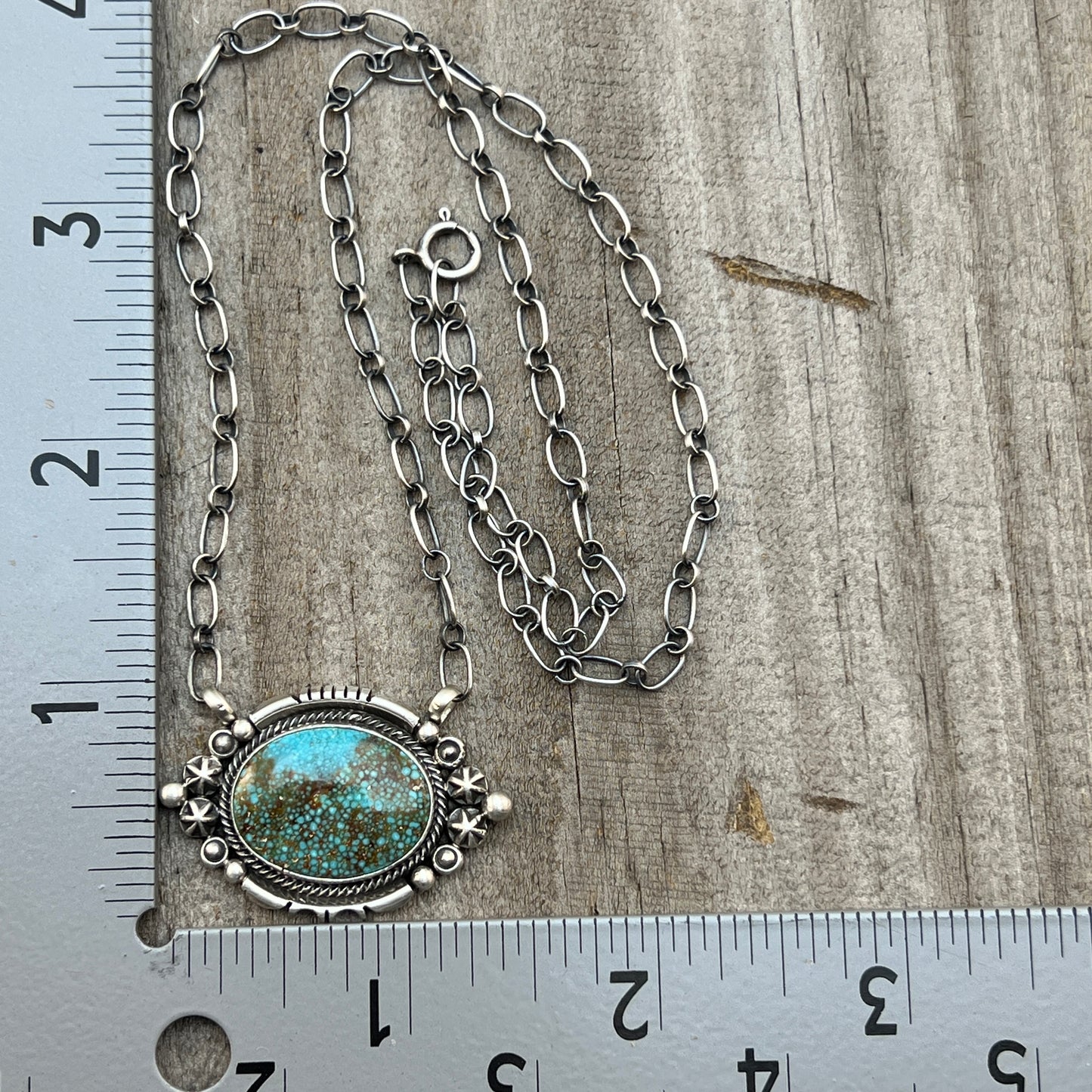 18" Kingman Spiderweb Turquoise Necklace Sterling silver Navajo Daniel Benally 585