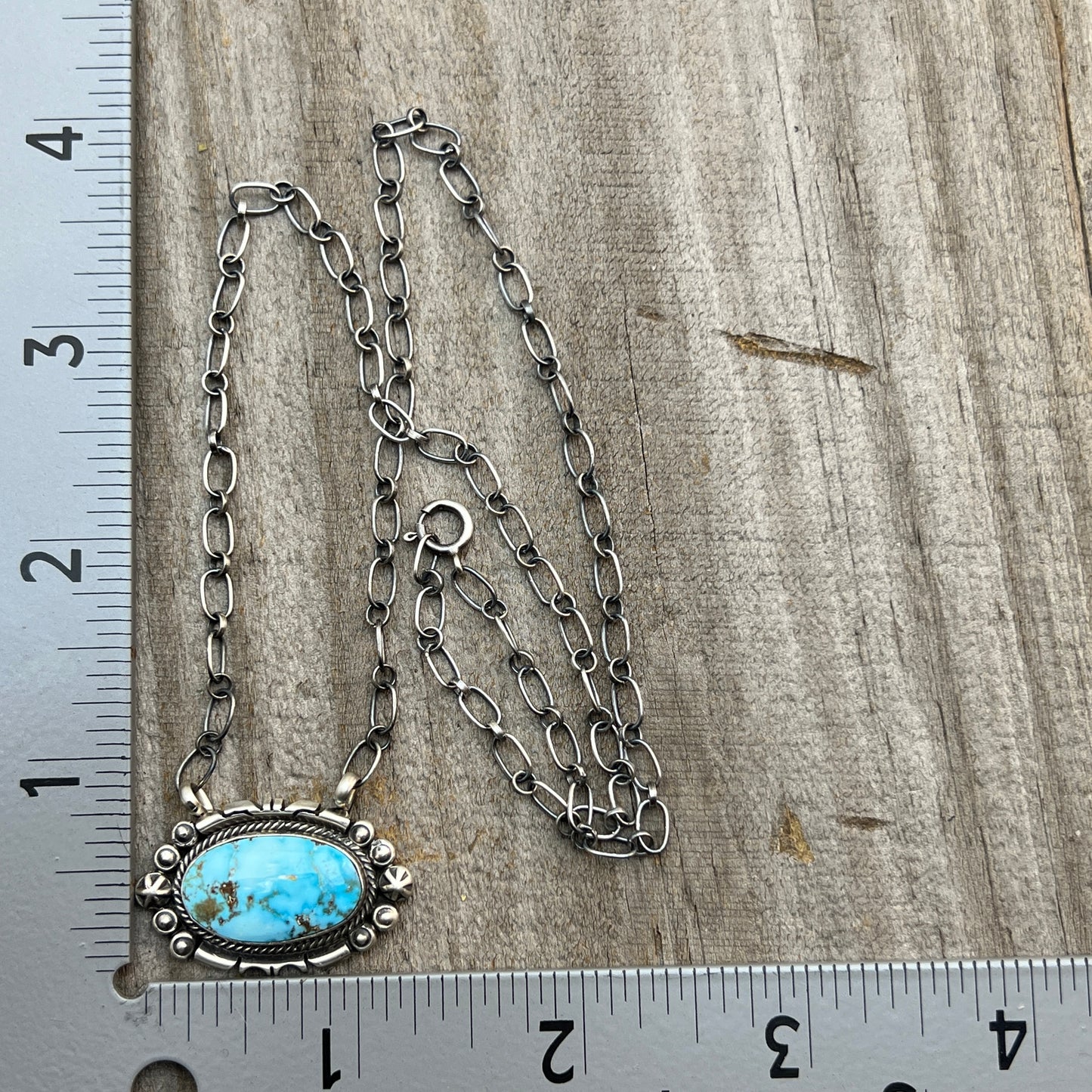 18" Kingman Spiderweb Turquoise Necklace Sterling silver Navajo Daniel Benally 594