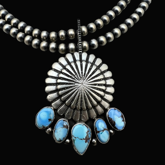 16" Golden Hills Turquoise  Necklace Tom Lewis Sterling Silver NK15