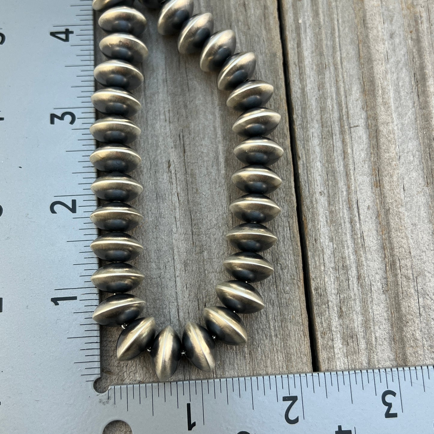 20" Sterling silver Navajo handmade 14mm saucer bead Pearl necklace Bryannen Halwood 693