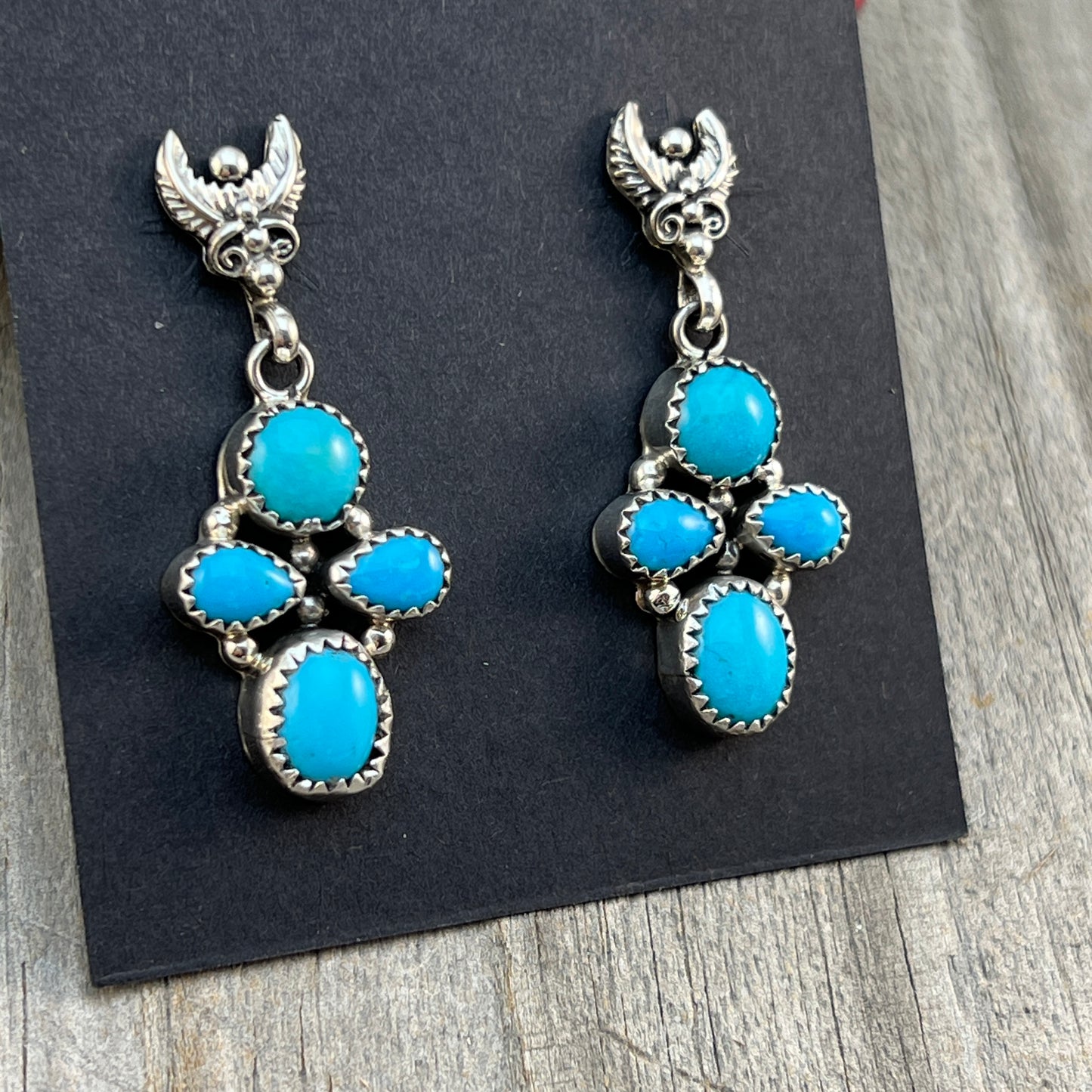 Sterling silver Turquoise cluster Earrings Bernita Begay Sterling Silver 848