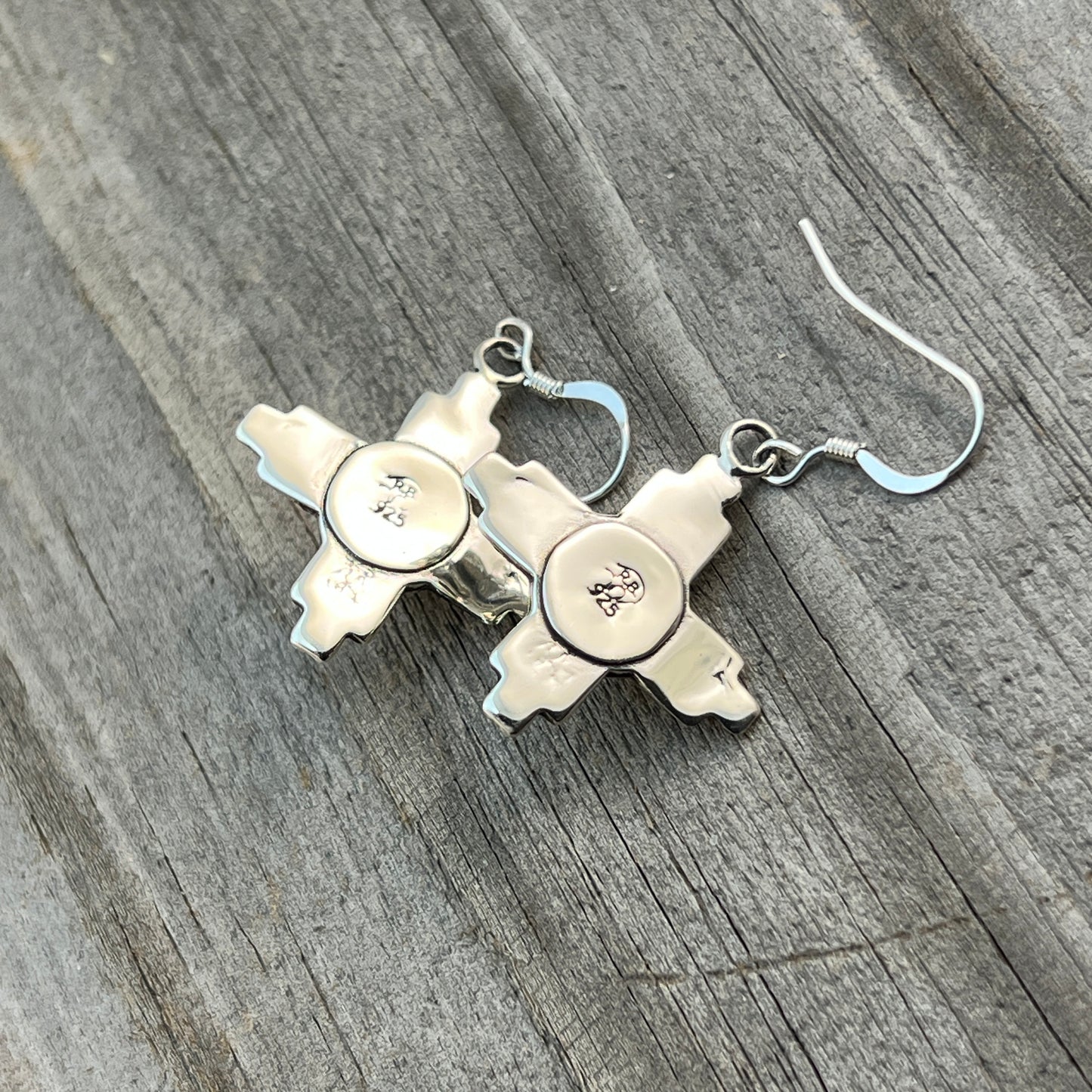 Sterling silver Zia Sun turquoise earrings Franklin Johnson Navajo 685