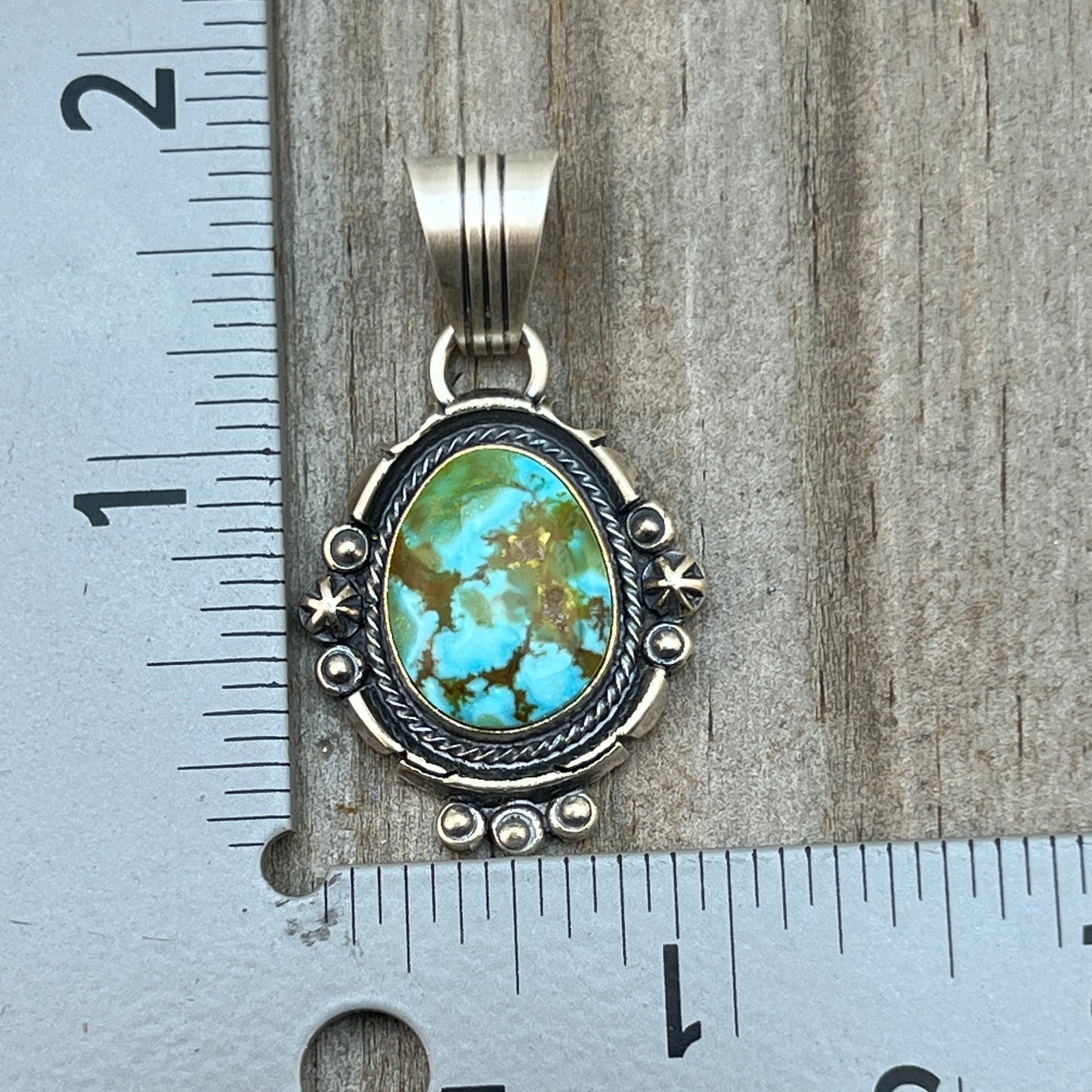 Kingman Turquoise pendant sterling silver Marita Benally Navajo 754