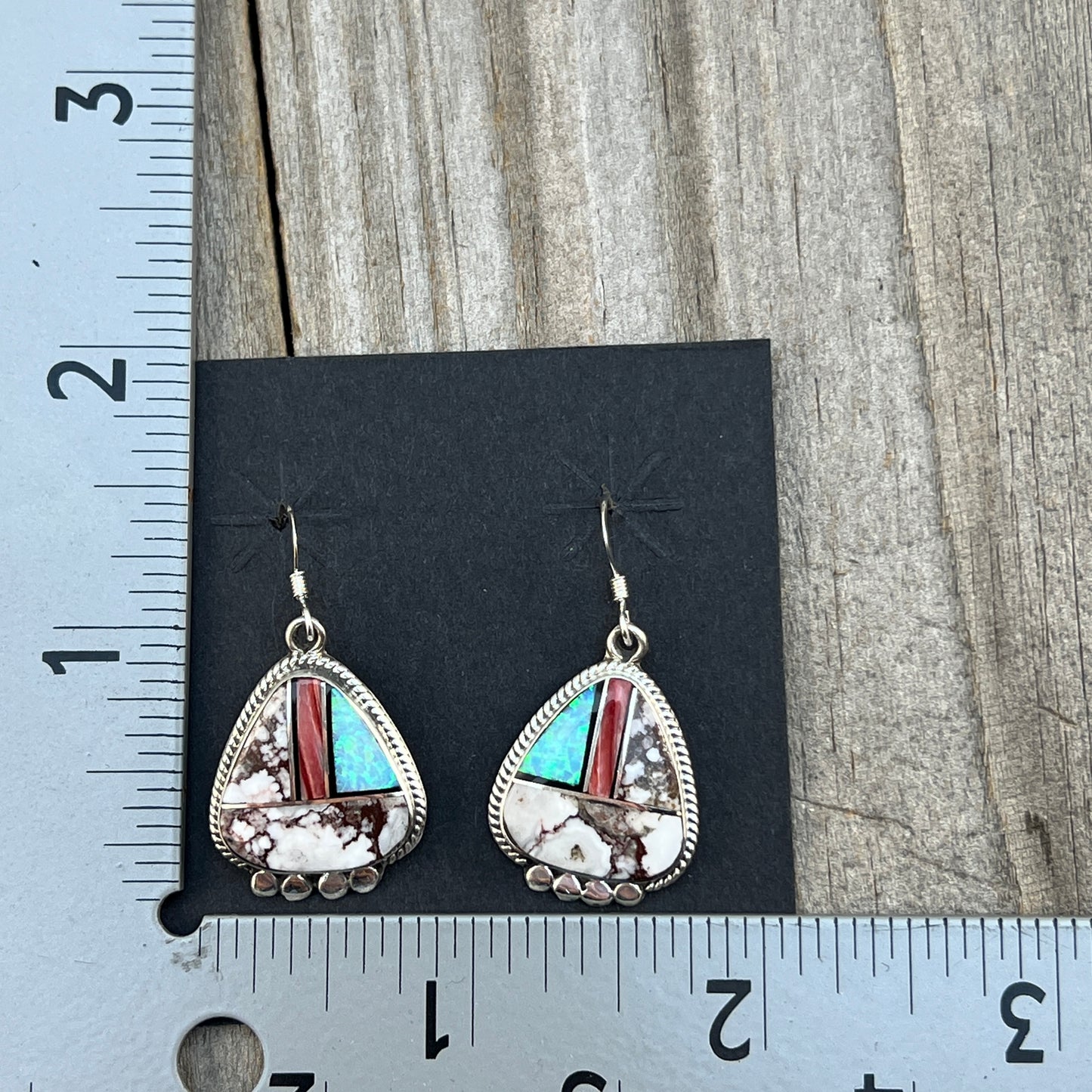 Modern Green Serpentine inlay Earrings Sterling Silver James Manygoats Navajo 673