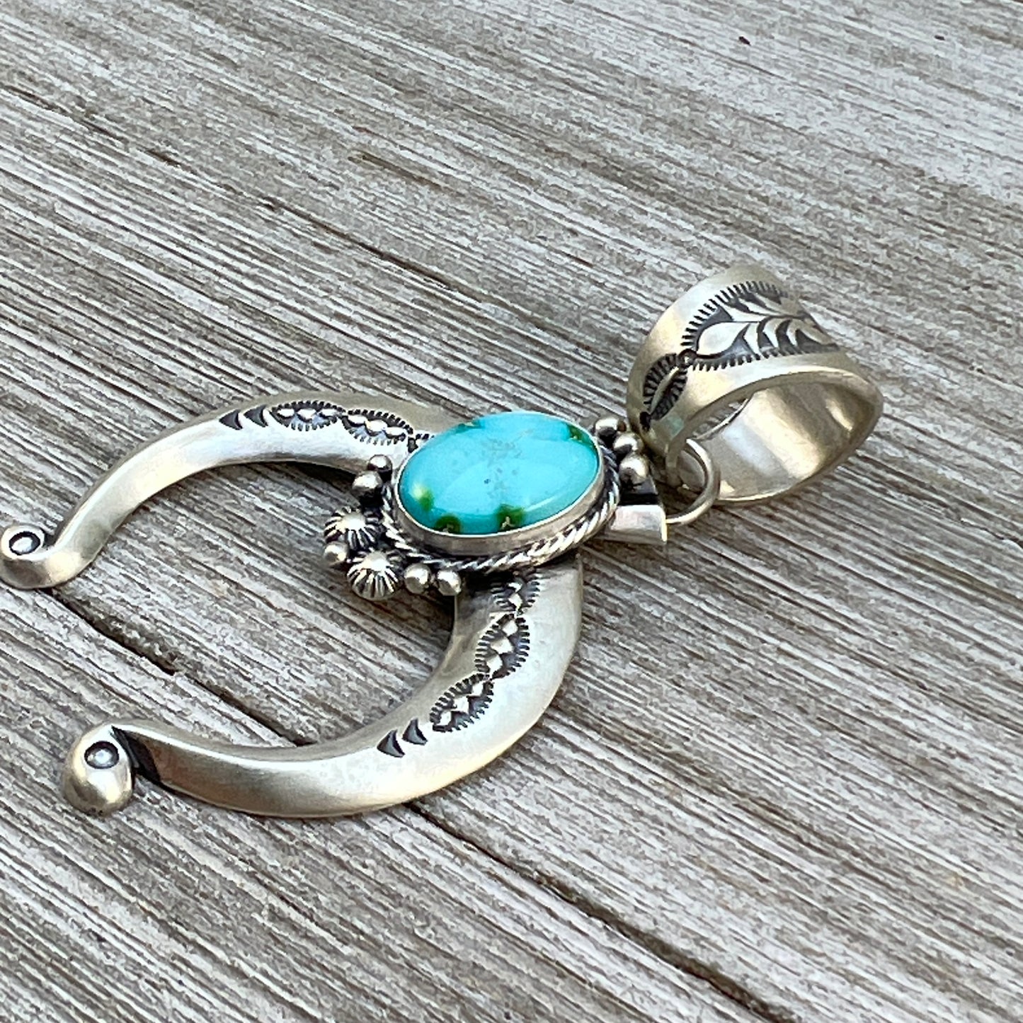 Sonoran Gold Turquoise Naja Pendant Samuel Yellowhair Sterling Silver 607
