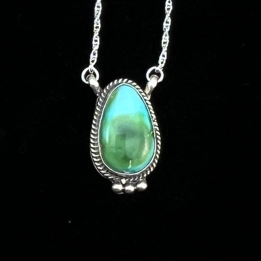 18 1/2" Sonoran Gold Turquoise Sterling silver Necklace Navajo handmade Sharon McCarthy
