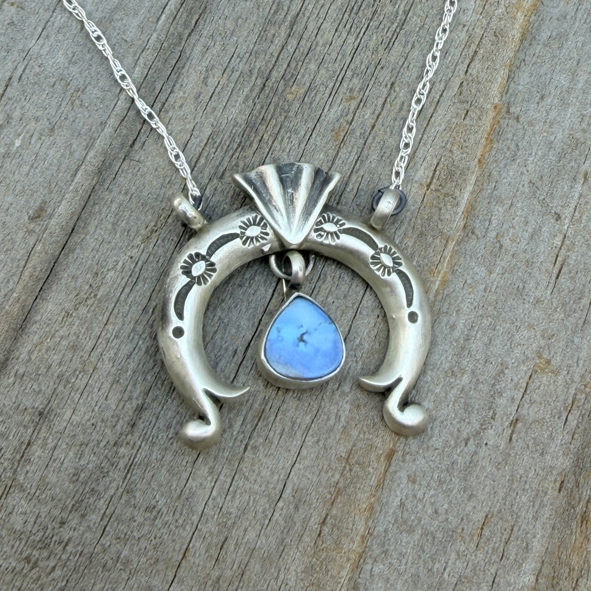 19” Golden Hills Turquoise Naja Necklace Sterling Silver Gary Shorty NK47
