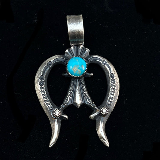 Tufa Cast Naja pendant sterling silver turquoise Navajo Eva and Linberg Billah 4
