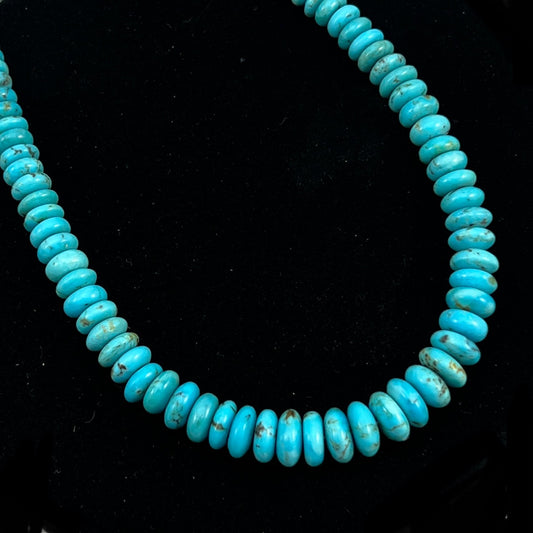 19 1/2" Blue Kingman Turquoise graduated rondelle bead necklace