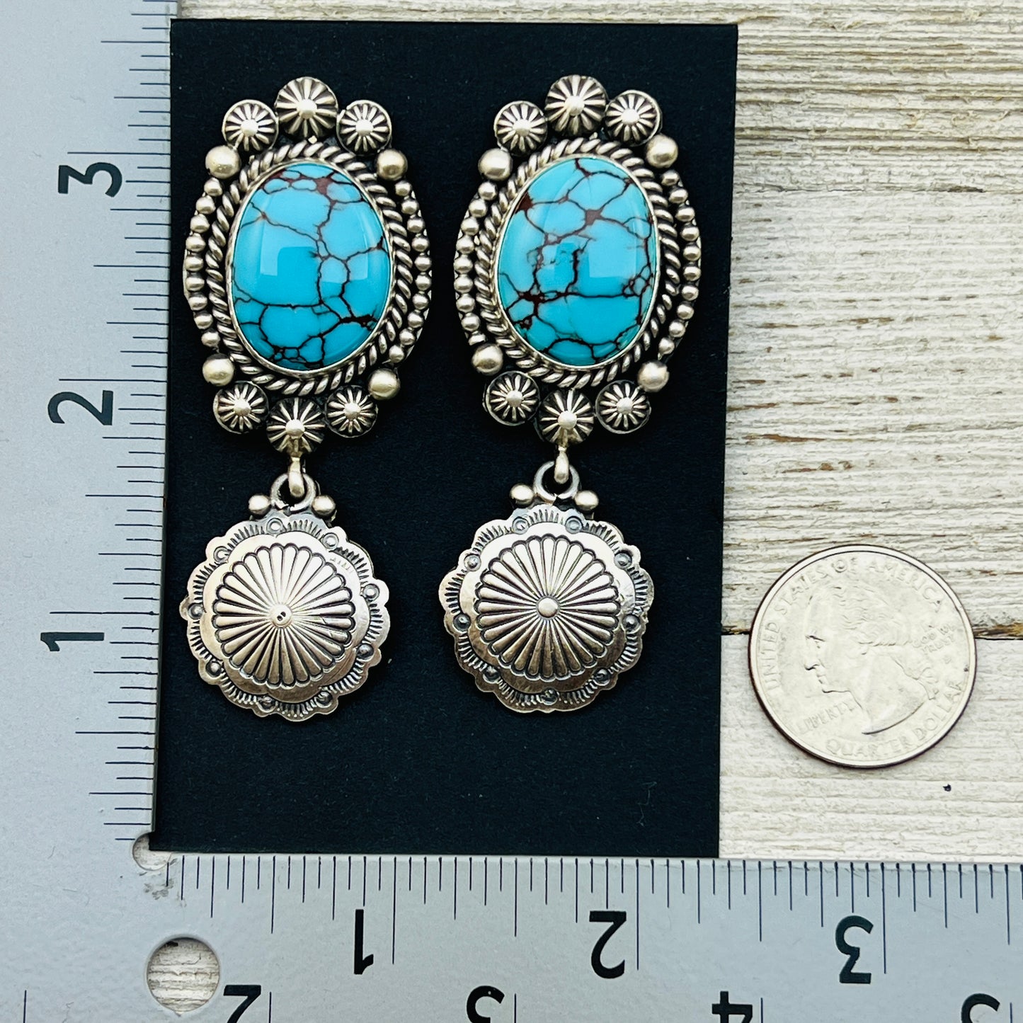 High Quality Egyptian Spiderweb turquoise earrings Michael Calladitto Sterling silver