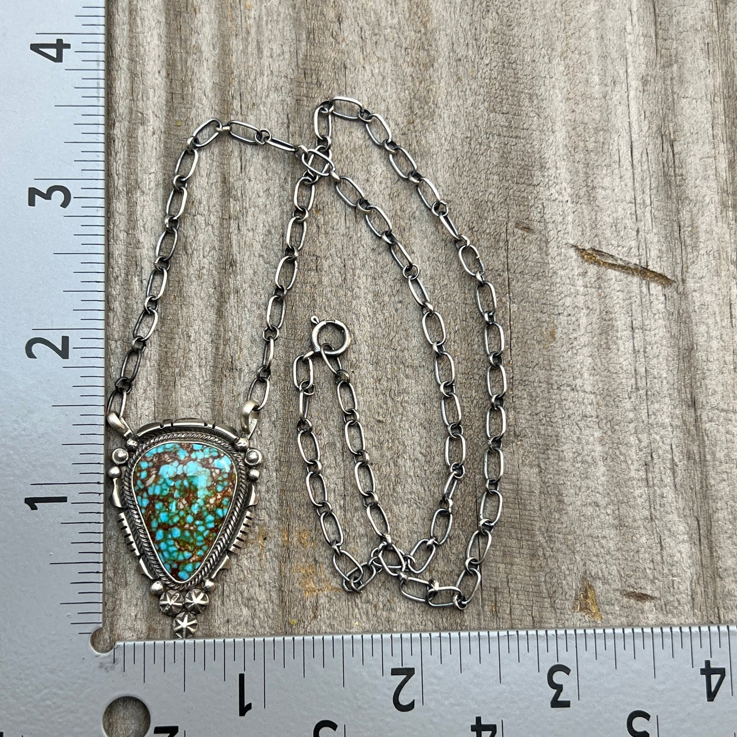 18" Kingman Spiderweb Turquoise Necklace Sterling silver Navajo Daniel Benally 598