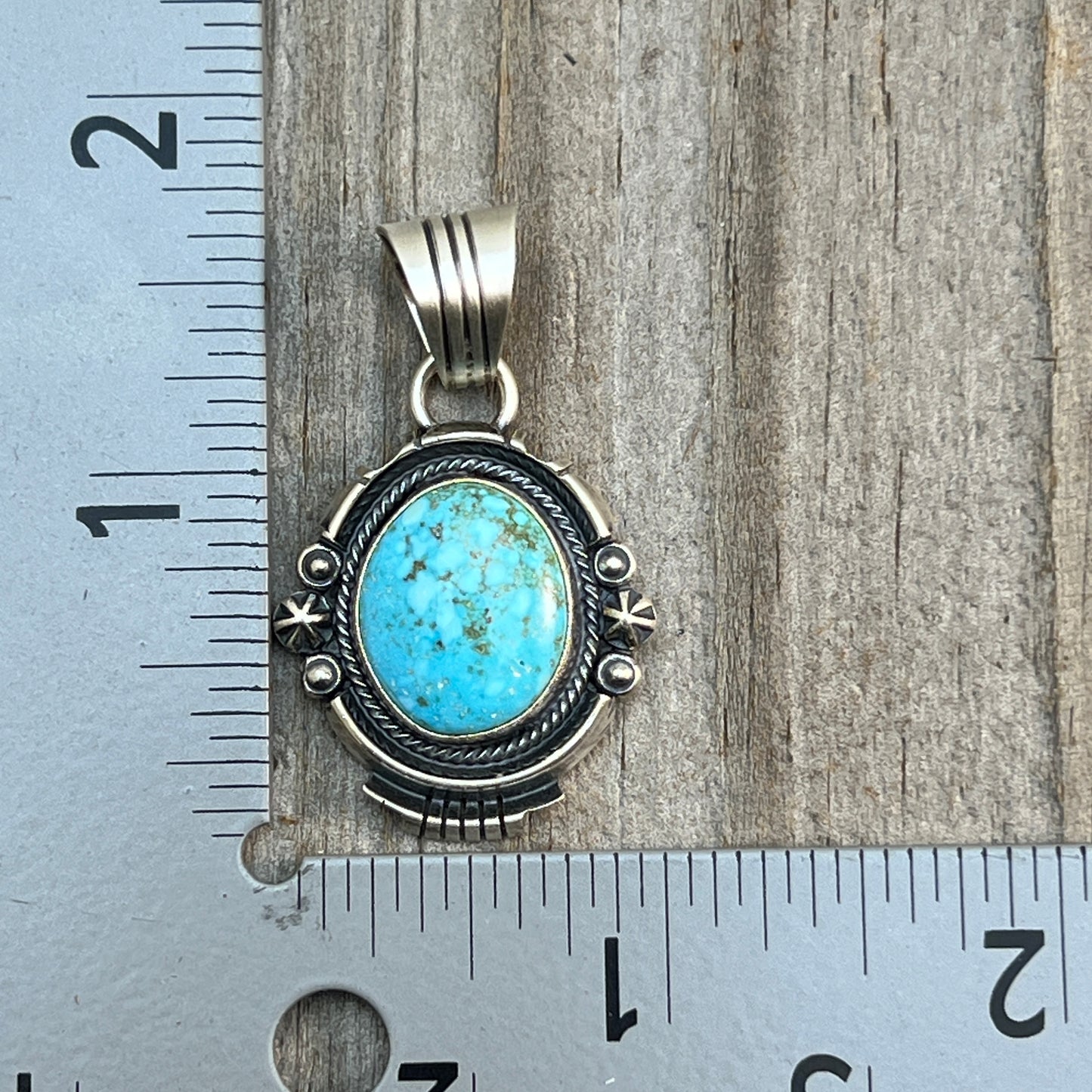 Kingman Turquoise pendant sterling silver Marita Benally Navajo 734
