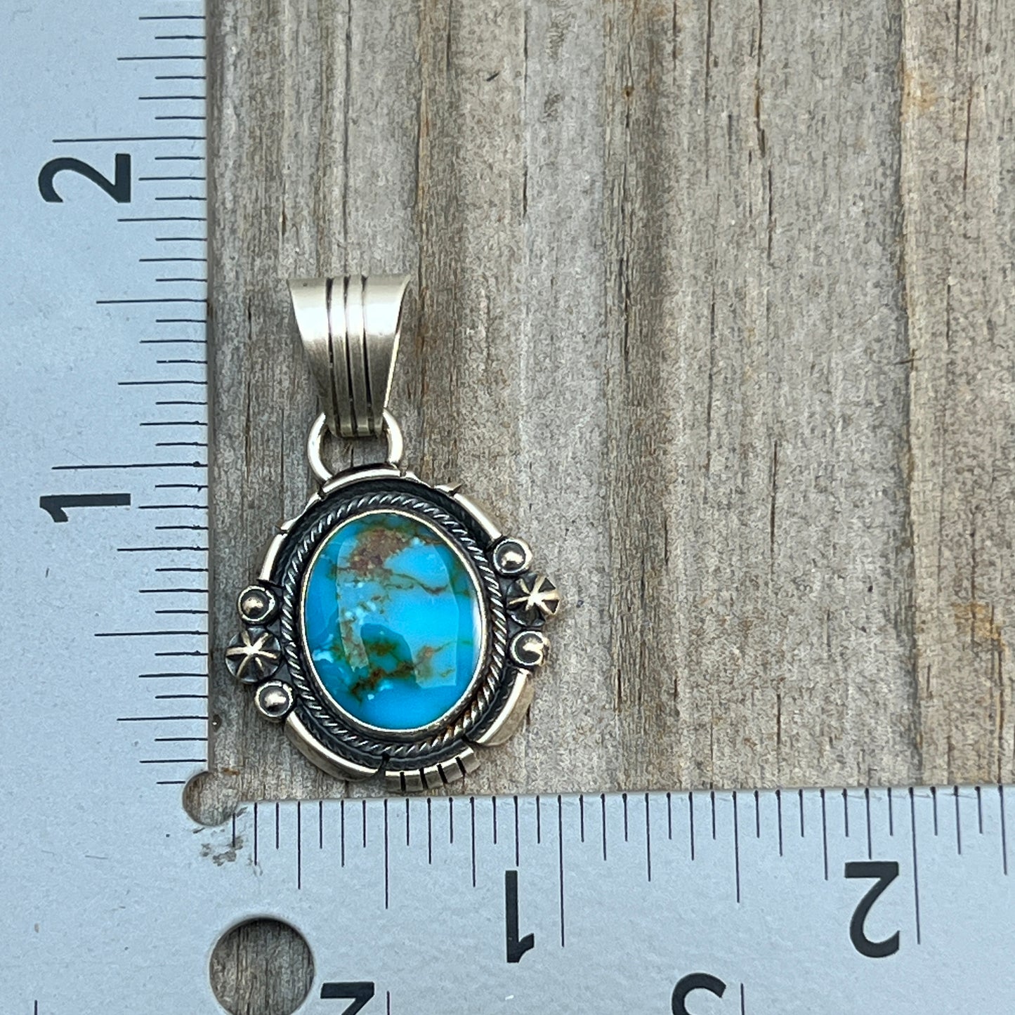 Kingman Turquoise pendant sterling silver Marita Benally Navajo 739