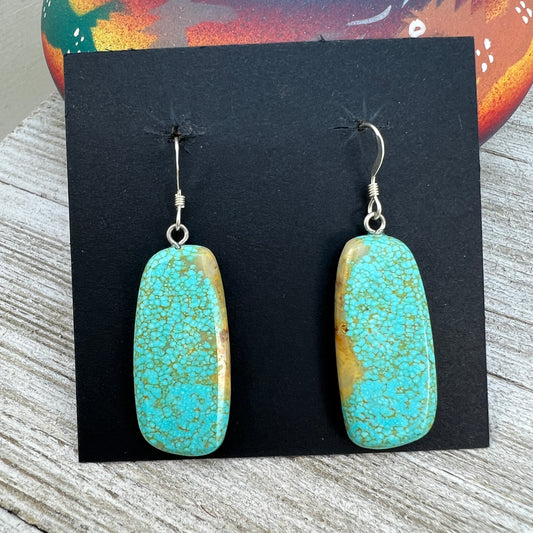 Tyrone Turquoise handmade slab earrings #8, sliced turquoise,