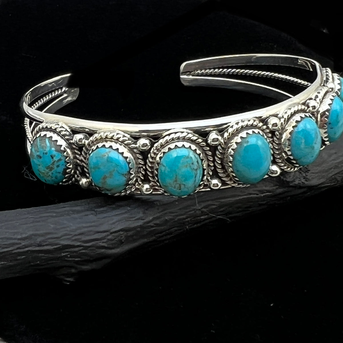 6 3/4" Campitos Turquoise Cuff Bracelet Sterling Silver Verley Betone BR40