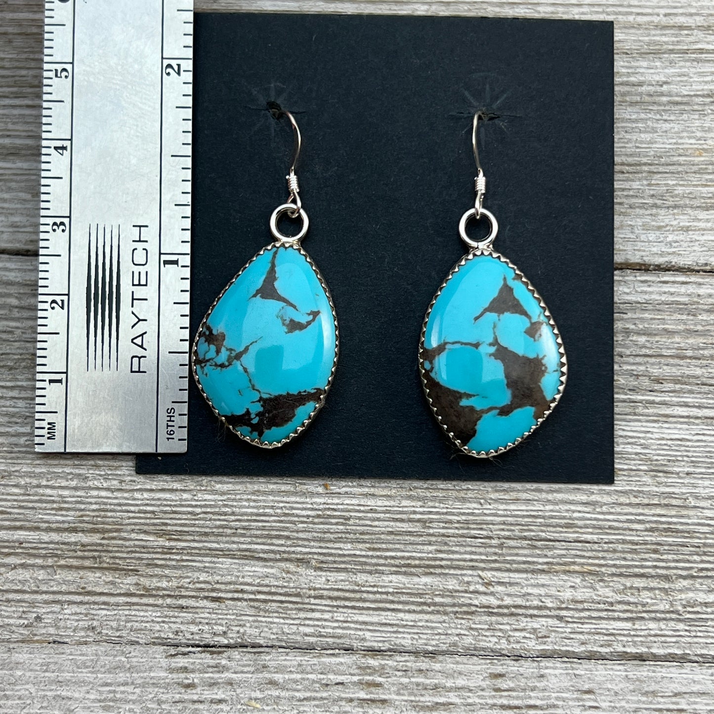 Blue Turquoise Dangle Drop earrings #1, Navajo Hiram Largo