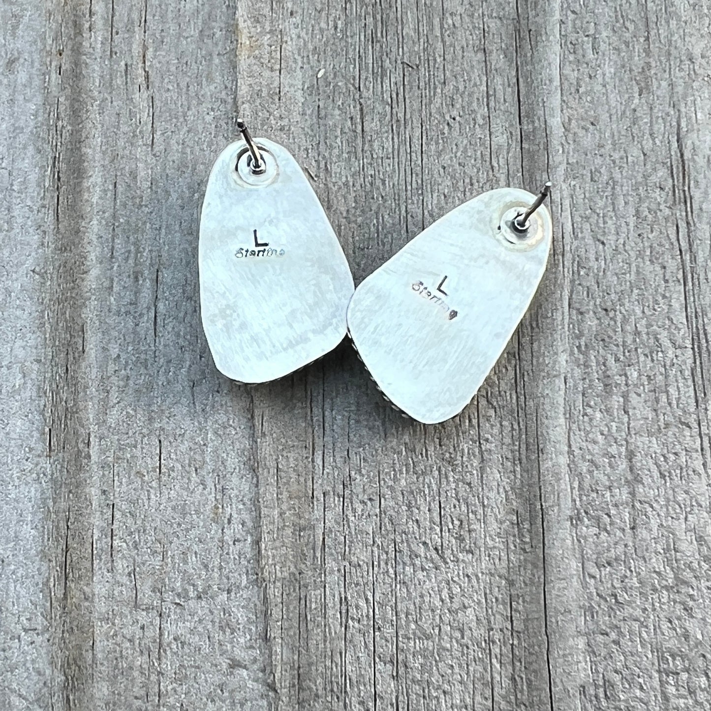 Blue Kingman Turquoise stud earrings sterling silver Trish Largo Navajo 725