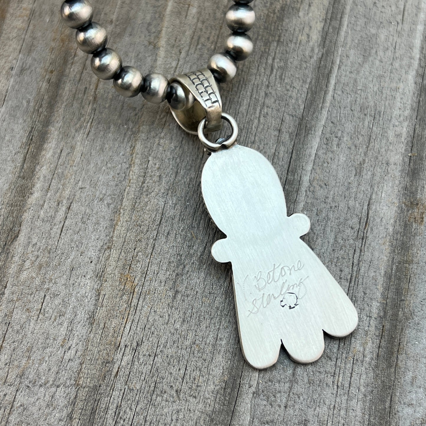 18" Sonoran Turquoise necklace sterling silver 6mm bead Verley Betone Navajo 768