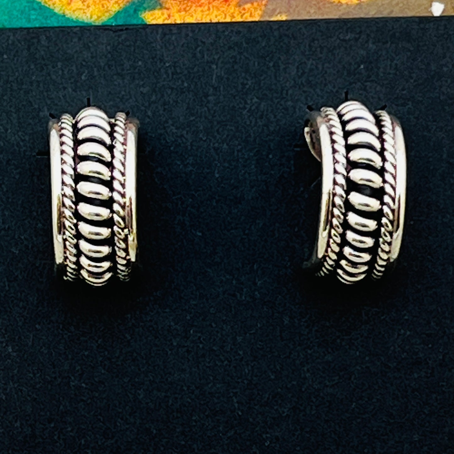 Small 3/4" all silver Modern Hoop Earrings Thomas Charley Navajo handmade ER15