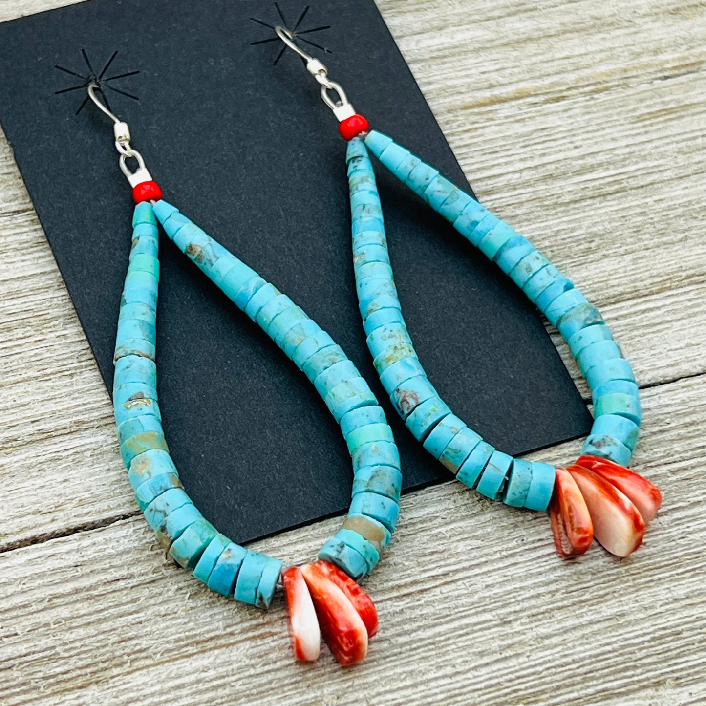 Traditional Turquoise Jacla Earrings Lupe Lovato Santo Domingo Kewa Spiny Oyster ER8