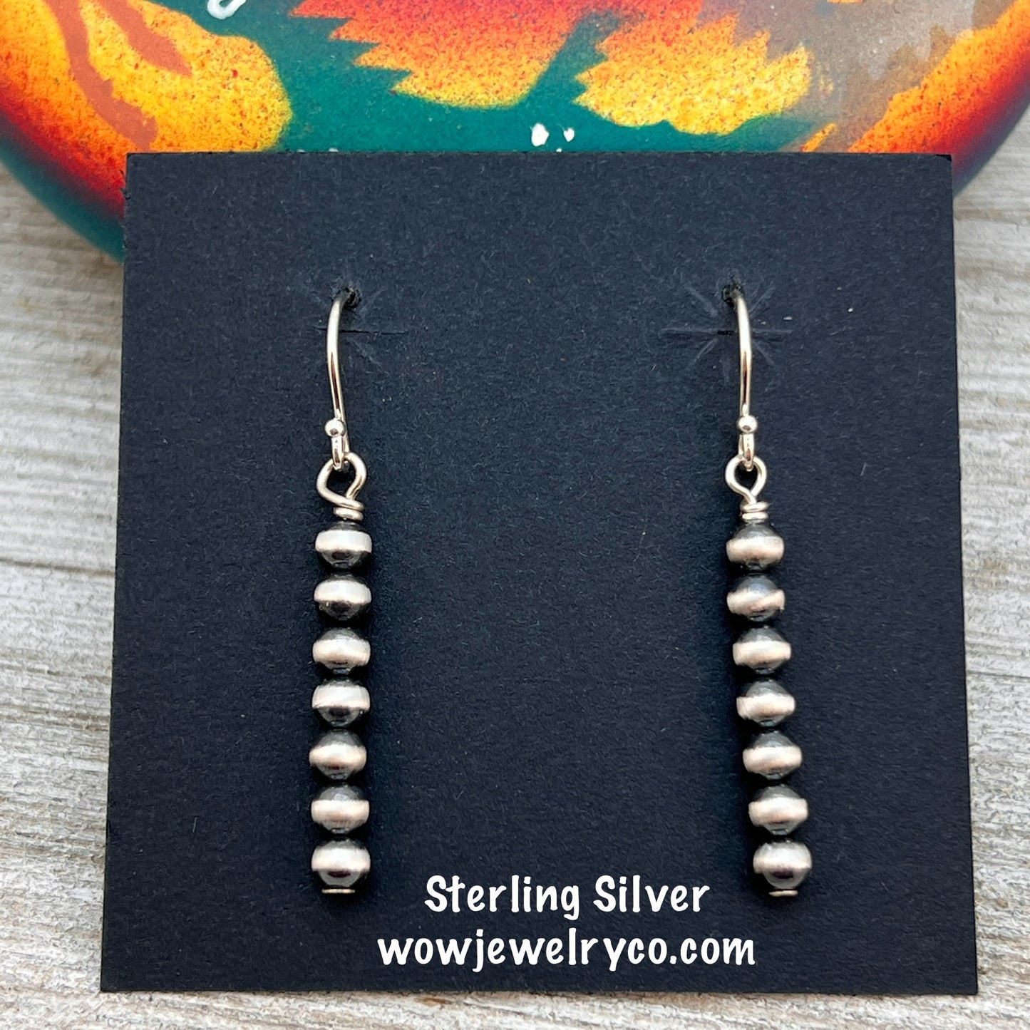 4mm Sterling Silver Oxidized Pearl Earrings, Southwest Silver beads, Western