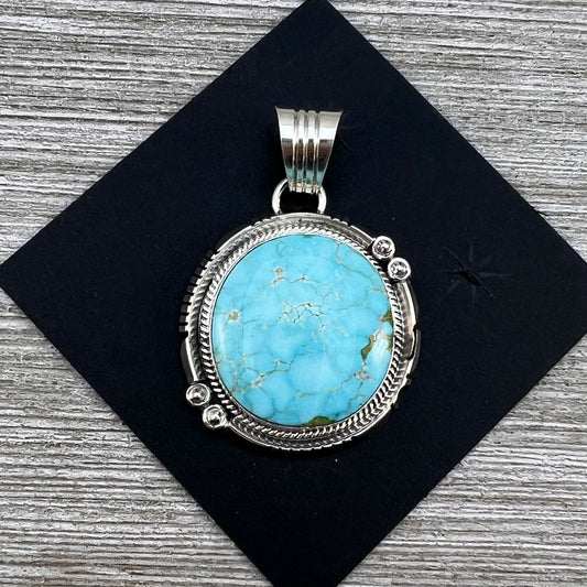 Blue Kingman Turquoise Pendant 5, Sterling Silver Daniel Benally