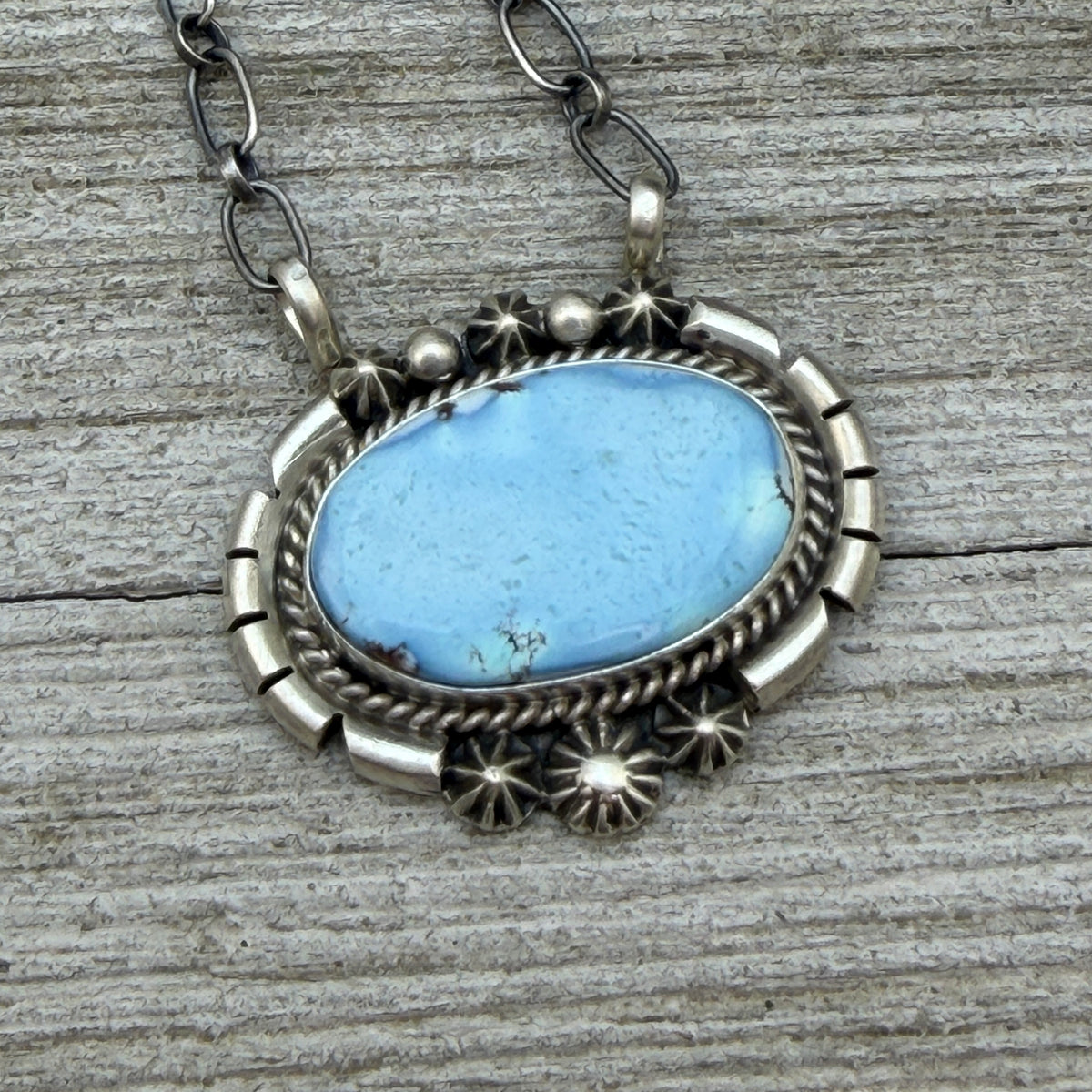 Golden Hills turquoise station necklace Sterling Silver Navajo Samuel Yellowhair NK31