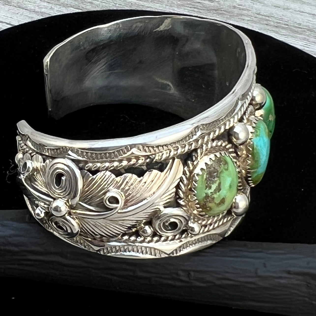 6.75" Sonoran Turquoise Cuff Bracelet, Sterling Silver Navajo Darrell Morgan #7