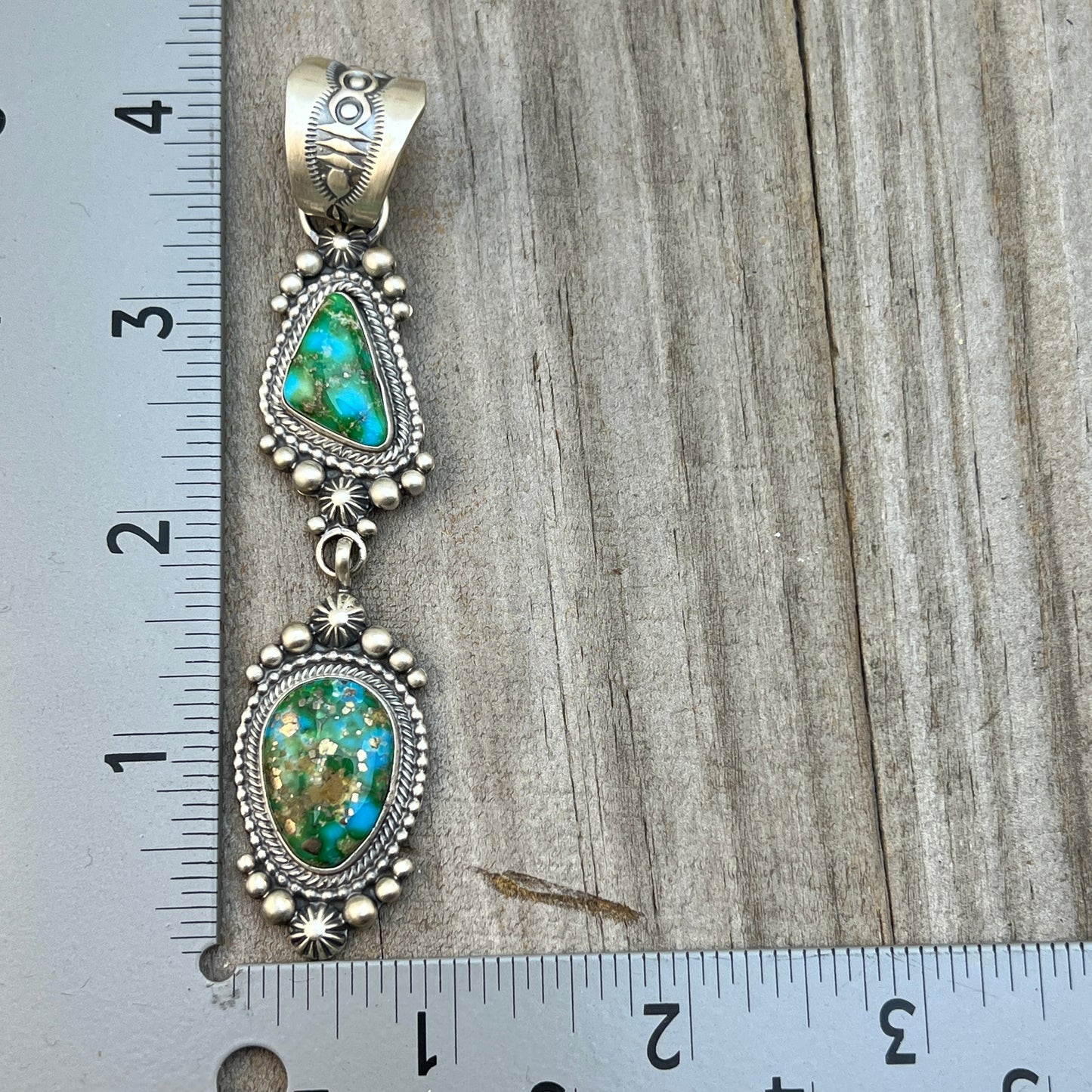 18" Necklace Sonoran Gold turquoise Tom Lewis Sterling silver Navajo 826