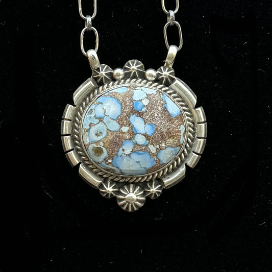 Golden Hills turquoise station necklace Sterling Silver Navajo Samuel Yellowhair NK34