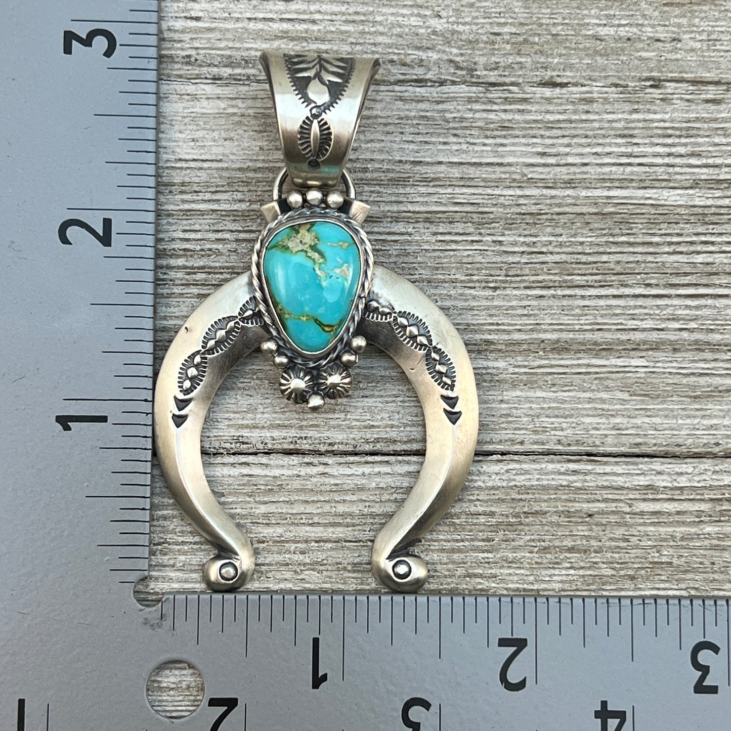 Sonoran Gold Turquoise Naja Pendant Samuel Yellowhair Sterling Silver 602
