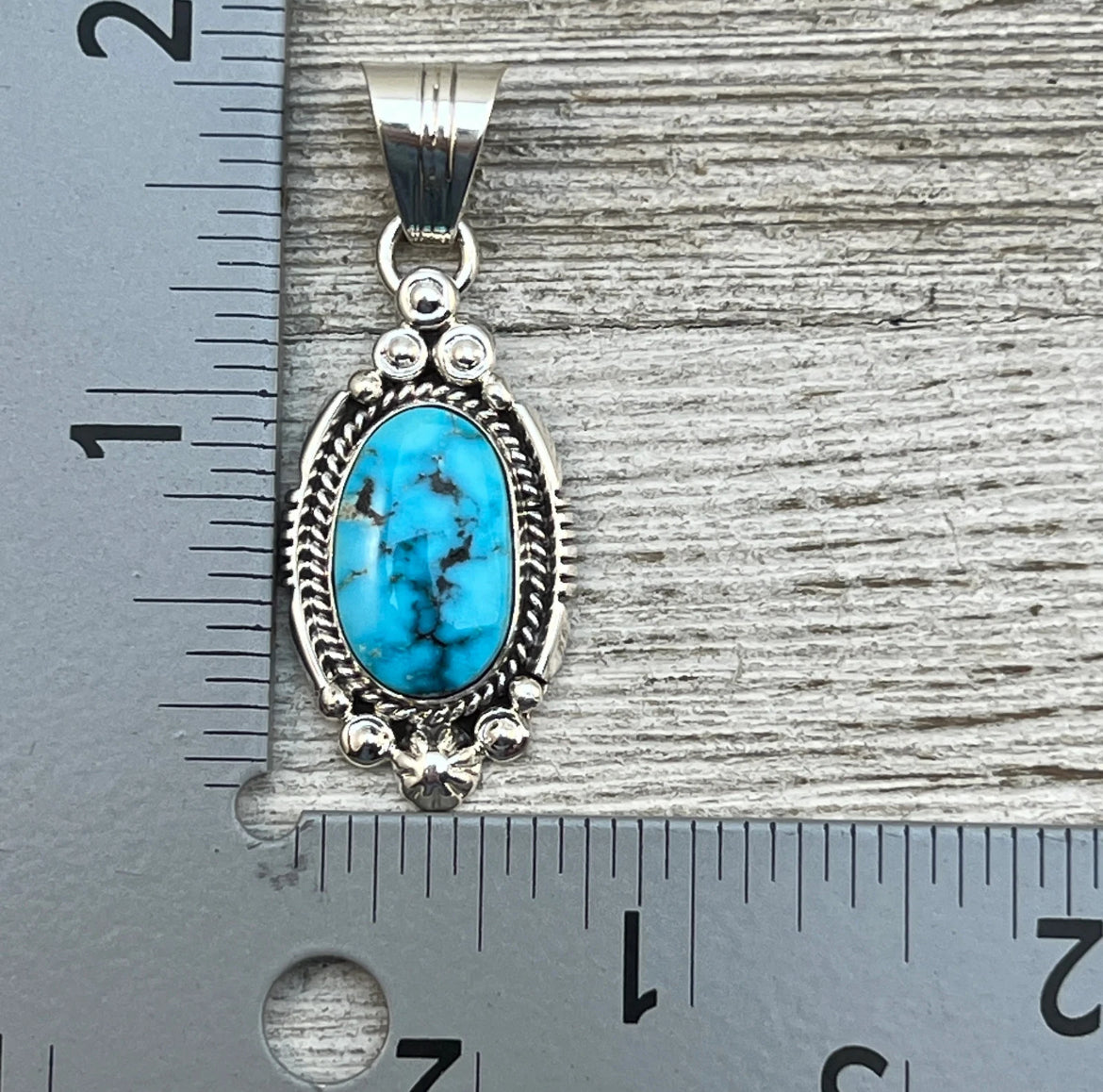 Blue kingman turquoise pendant Daniel Benally Sterling 252