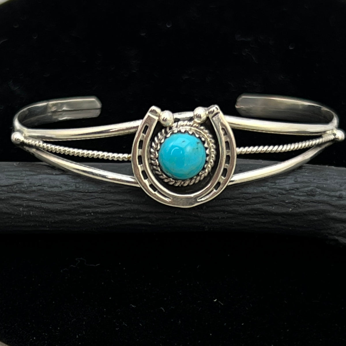 6 1/4" Kingman Turquoise Horseshoe Cuff Bracelet Sterling Silver Letricia Largo BR52