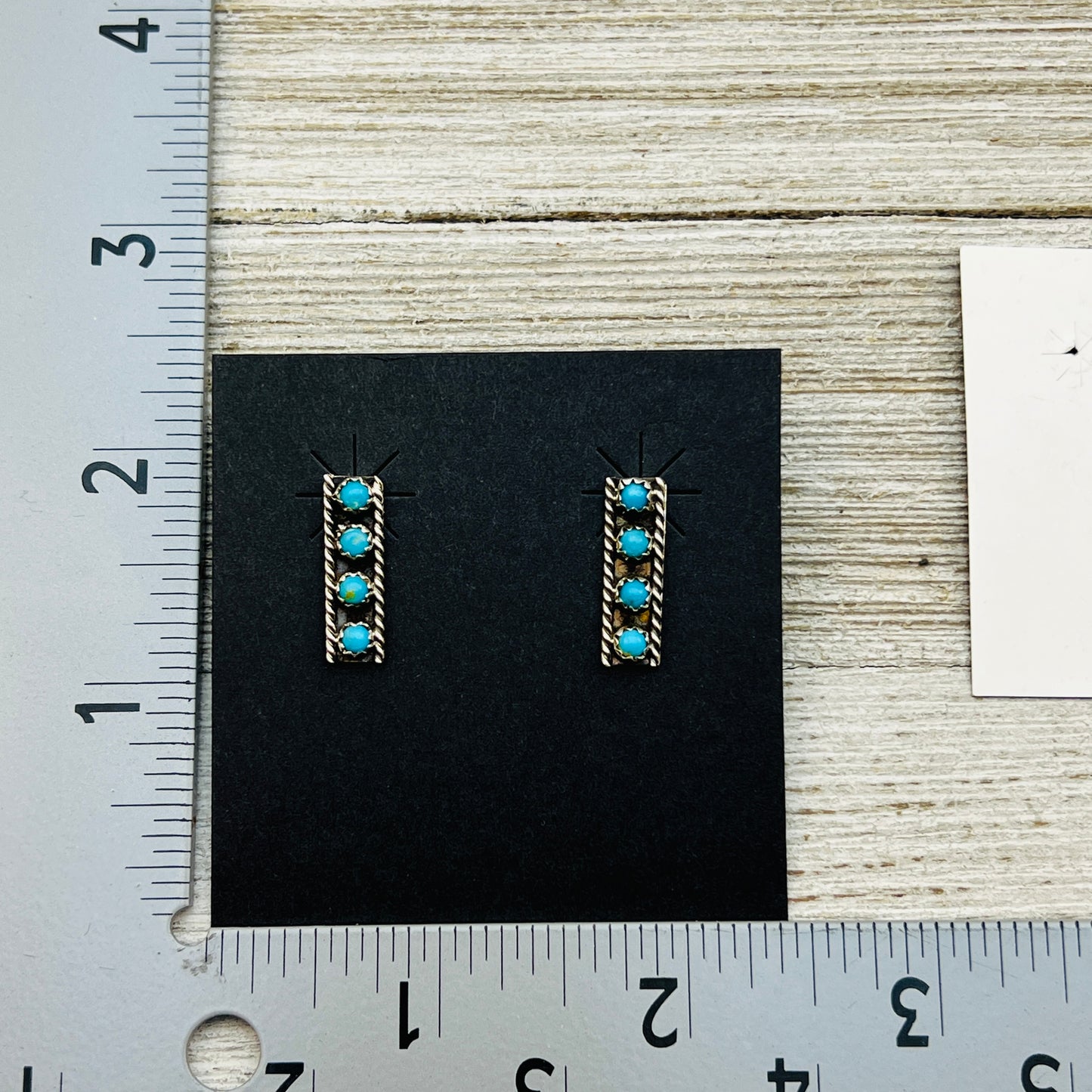 Turquoise snake eye turquoise dot small 3/4" Bar earrings Janice Spencer ER14