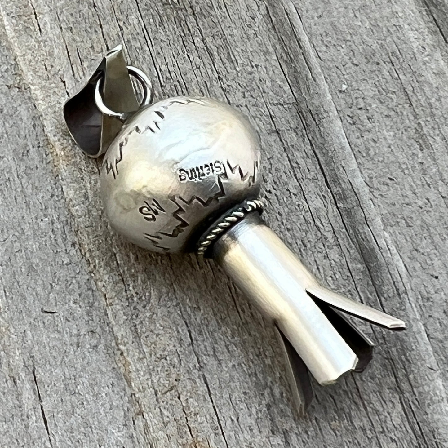 Squash Blossom pendant sterling silver Monica Smith Navajo 792