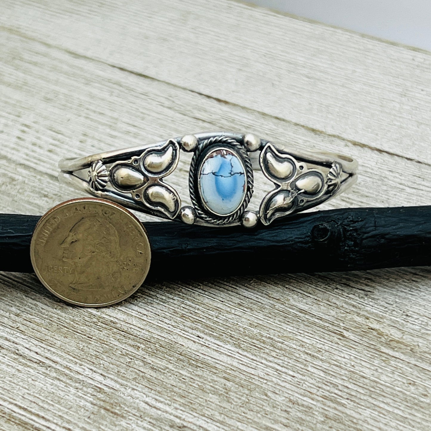 6 3/4" Golden Hills Turquoise Sterling Silver Davey Morgan Navajo handmade BR37