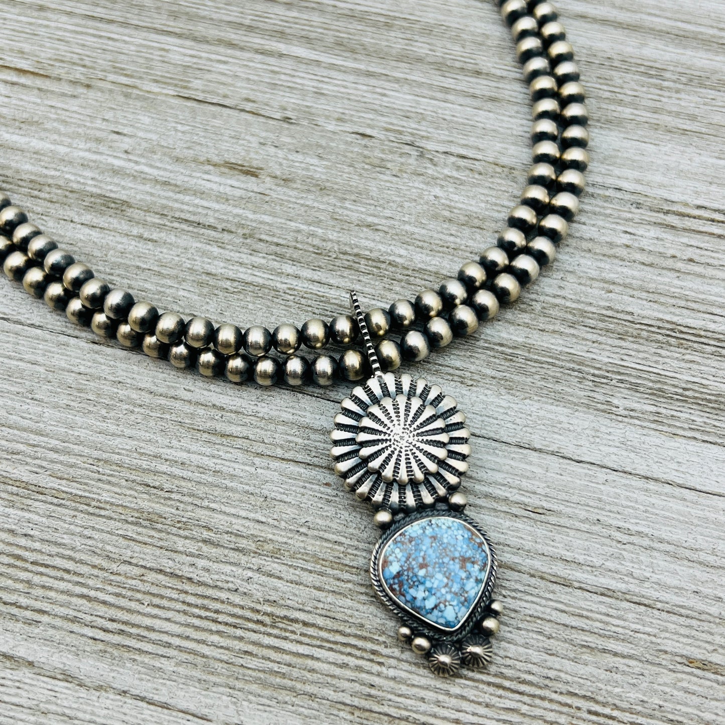 16" Golden Hills Turquoise  Necklace Tom Lewis Sterling silver NK13