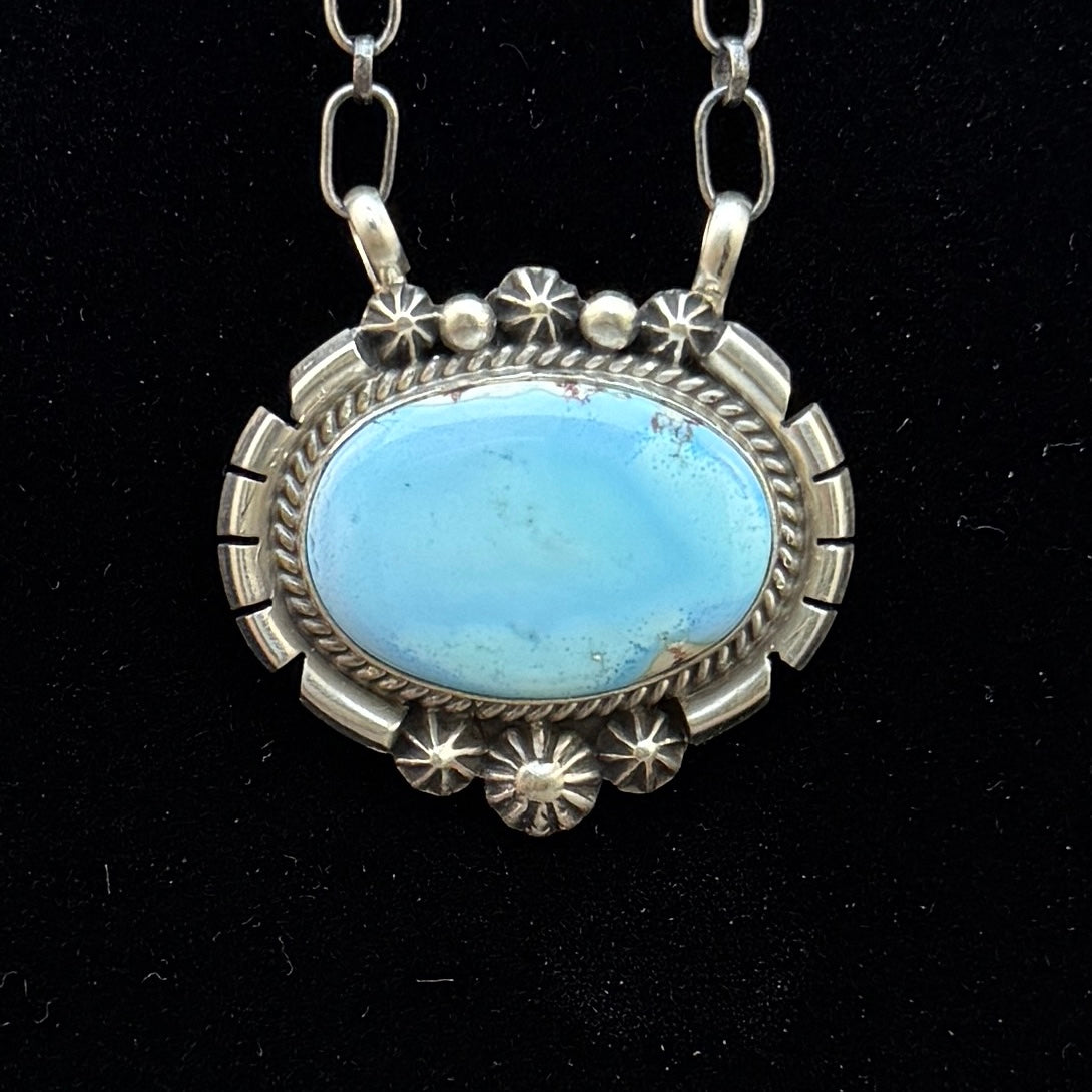 Golden Hills turquoise station necklace Sterling Silver Navajo Samuel Yellowhair NK33