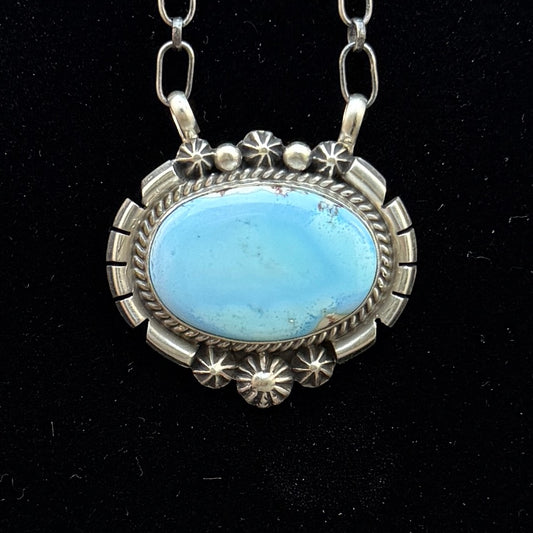 Golden Hills turquoise station necklace Sterling Silver Navajo Samuel Yellowhair NK33